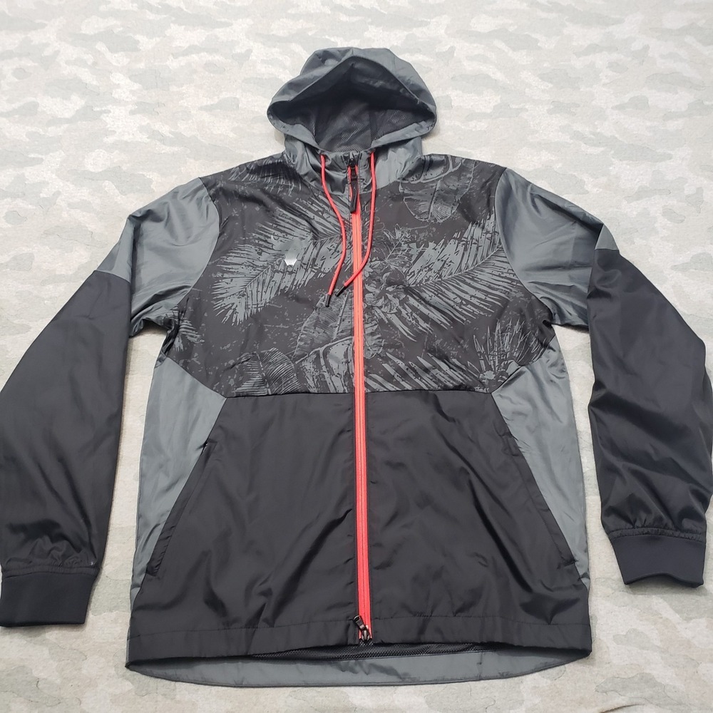Under Armour‎  Windbreaker Jacket Mens Medium Gray Storm Zip Hooded Project Rock